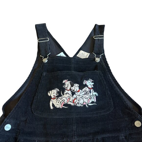 The Disney Store 101 Dalmatians Black Corduroy Overall Dress Retro Y2K 90s Small - Picture 2 of 12